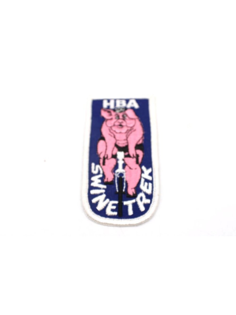 HBA Swine Trek Cycling Bicycle Racing Patch 4x2" Pink Pig Blue Vintage Collector